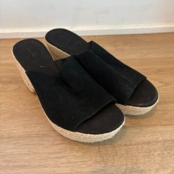 Clarks Artisan Leather Espadrille Wedge Sandals Size 6.5 - Picture 1 of 7